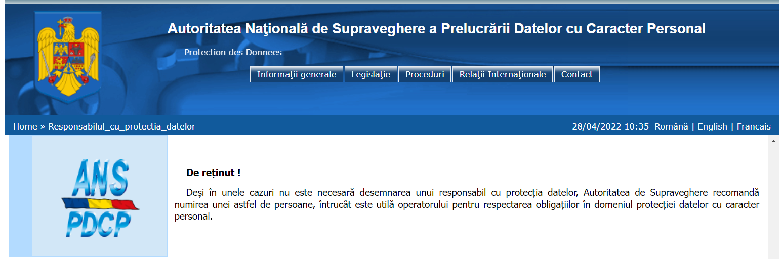 DPO recomandare ANSPDCP